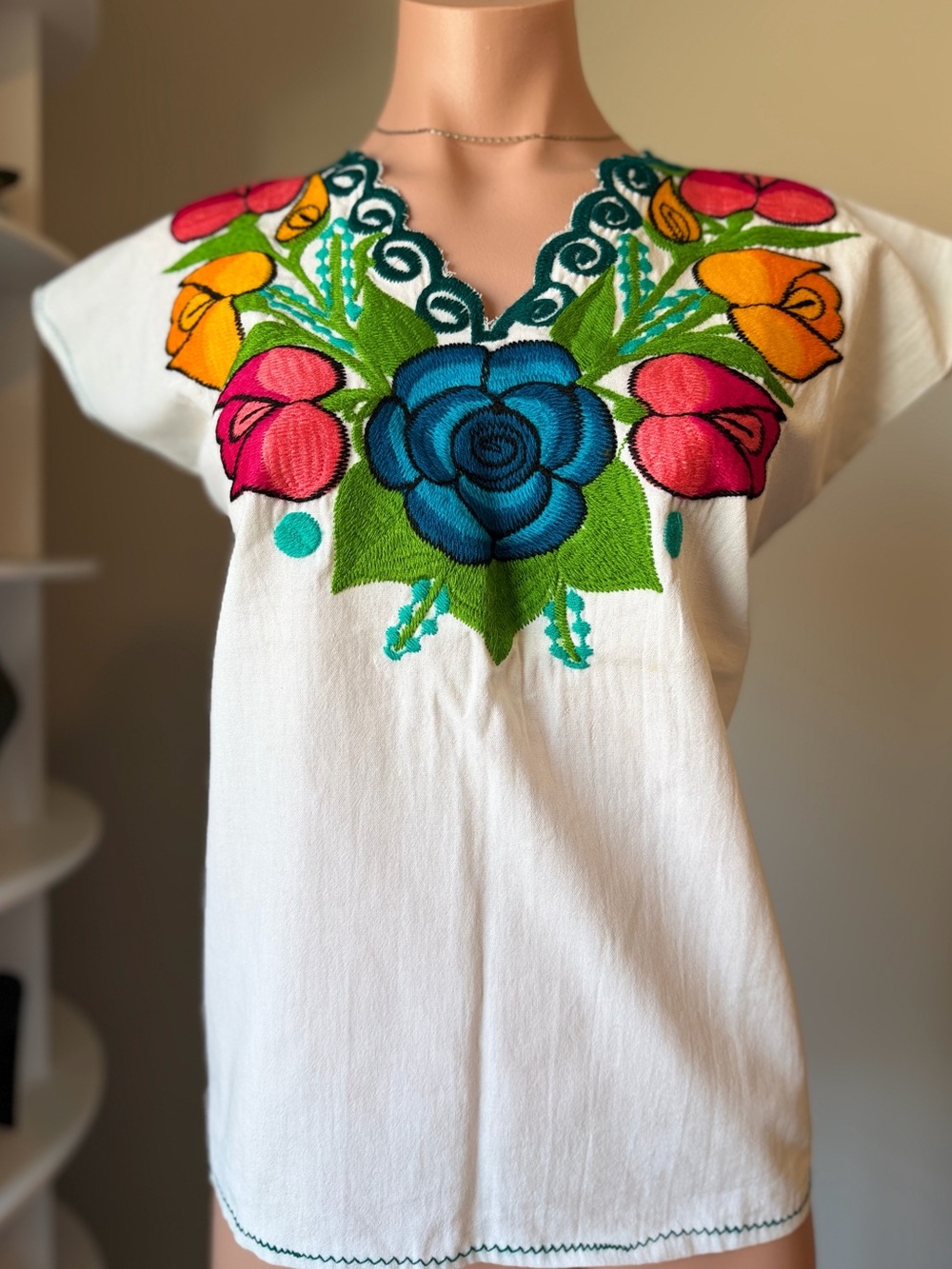 Embroidered Mexican Oaxaca Floral Blouse | Boho Folk Art Top
